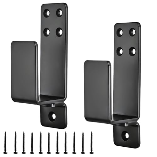 JIHXYER 2 Pièces Supports de Serrure de Porte Pour Bois 2 X 4, Supports de Barricade de Porte épaissie et Résistante, Supports en U en Acier au Carbone, Noir