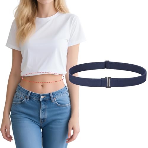 SANSTHS Crop Top Tuck Band for Women Adjustable Tucky Waist Belt Tucking Shirts Sweater Tops Stretch Belts,blue,S