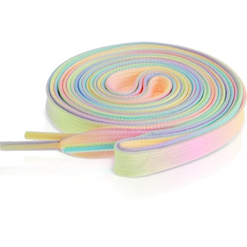 Ouligay 2 Pairs Rainbow Shoelaces for Sneakers Colored Rainbow Shoe Laces 47 Inch Long 8mm Wide Flat...