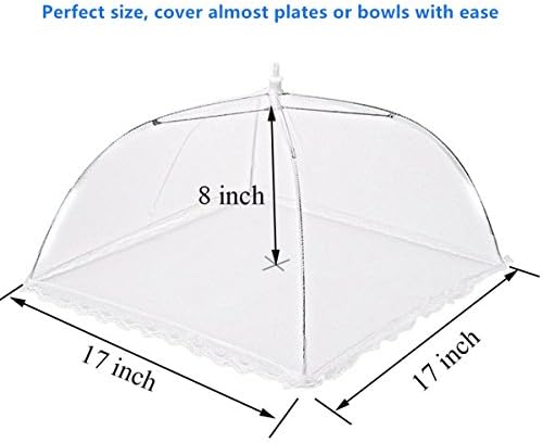 WISDOMWELL Pop-Up Mesh Food Covers Tent Umbrella 4 Pack Large 17 inch Reusable and Collapsible Screen Net Protectors for Outdoors Parties Picnics BBQs Keep Out Flies Bugs Mosquitoes