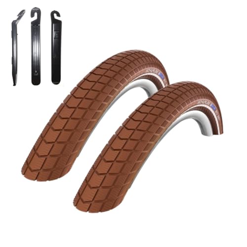 Angebot Set 2 x Schwalbe Big Ben Fahrradreifen Braun mit Reflex 50-622 (28 x 2.00) inkl. maxxi4you Reifenheber