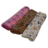 LuckyPet Deken, plaid, motief: Pampa, onverwoestbaar, voor honden, katten, fleece, 3 kleuren, 3 maten (wit, L)