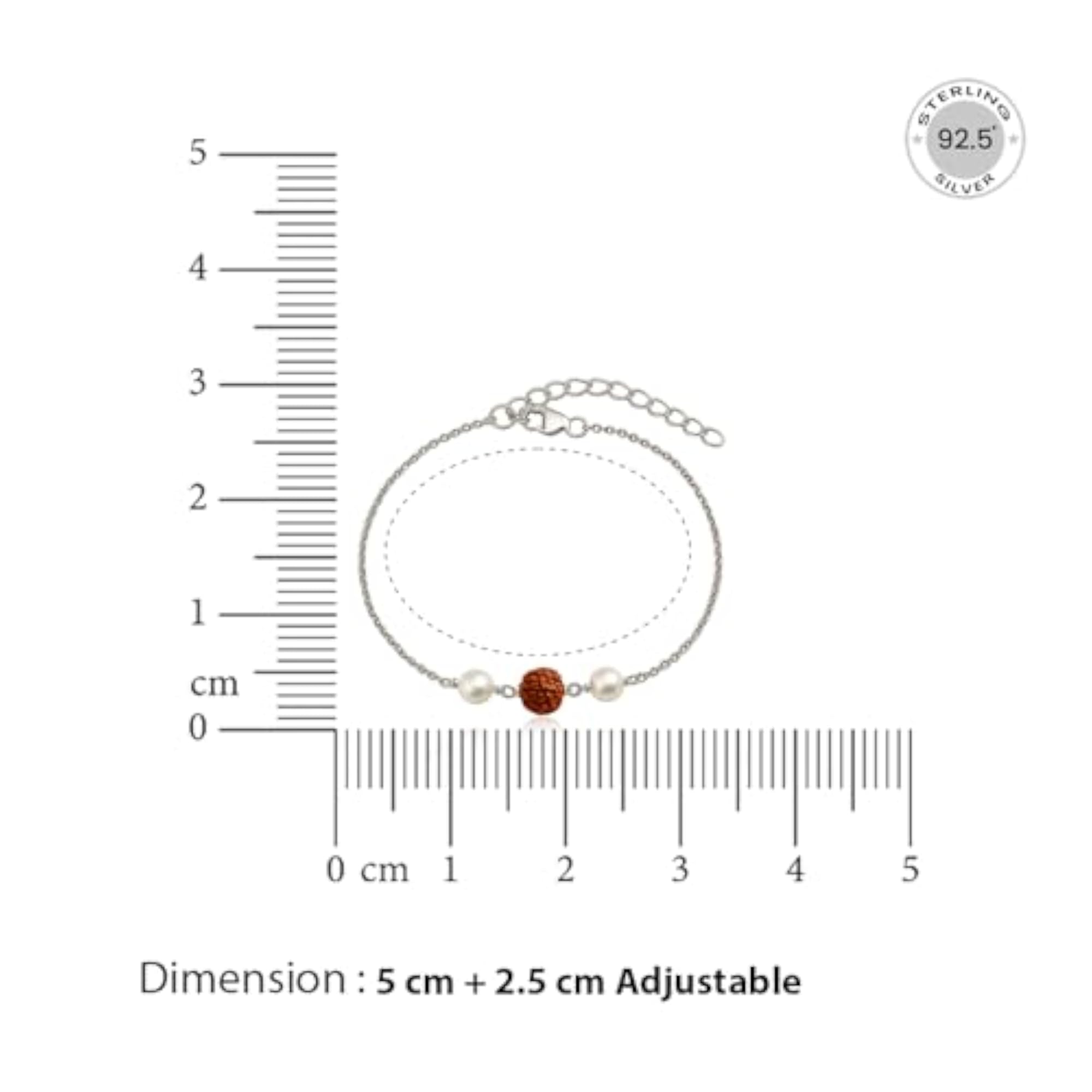 925 Sterling Silver Rudraksha & Pearl Bracelet