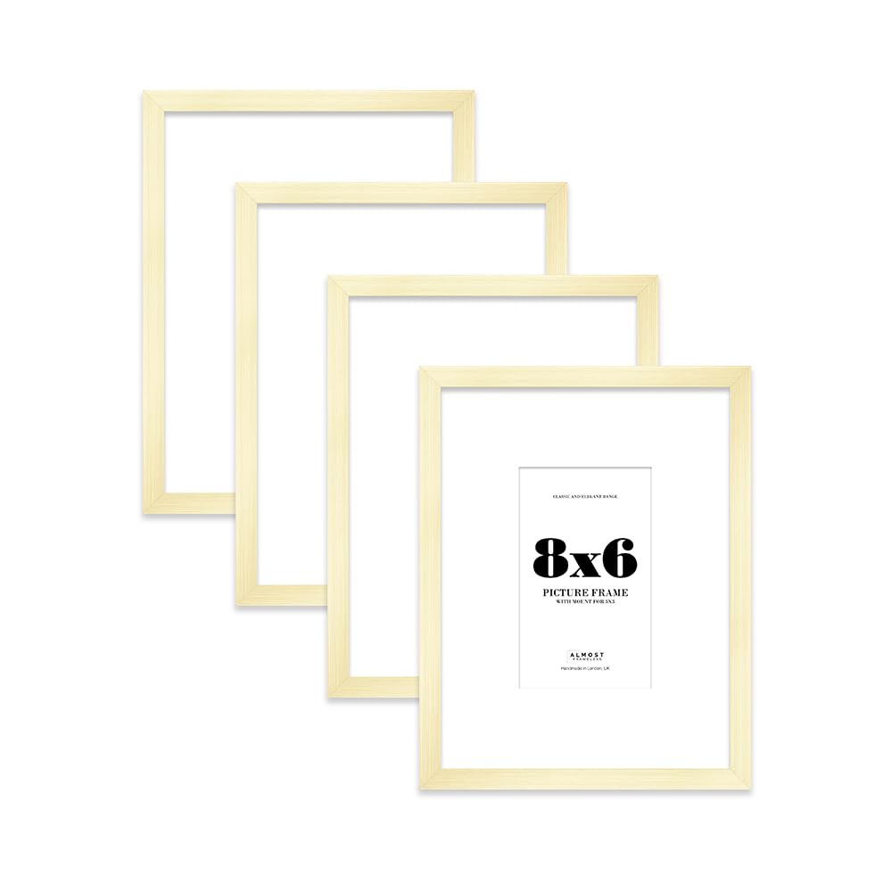 Gold Picture Frame 8x6 With 5x3 Mount for Photos - Wall & Table Display, Landscape or Portrait, 4 Pack โ image 1