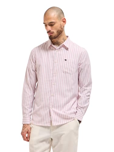 Image of THE BEAR HOUSE Men's Cotton Striped Slim Fit Shirt