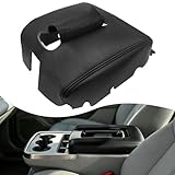 NLQR Front Seat Center Console Leather Cover Fit for Chevy Silverado/GMC Sierra 1500 2500 3500 2014-2018 | Arm Rest Box Pad, Console Lid Protection Saver, Center Console Lid Cover, Jump Seat Black