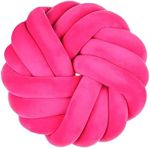 Youjiayi Almohada decorativa de terciopelo de 14 x 14 pulgadas para sofá, almohadas anudadas, color rosa intenso, para sala de estar y dormitorio