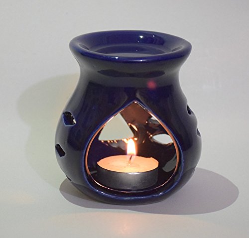 India Meets India Handicraft Ceramic Tea Light Holder Aromatherapy Essential Oil Burner Aromatherapy Diffusers, Best Gifting, Made by Awarded Indian Artisan
