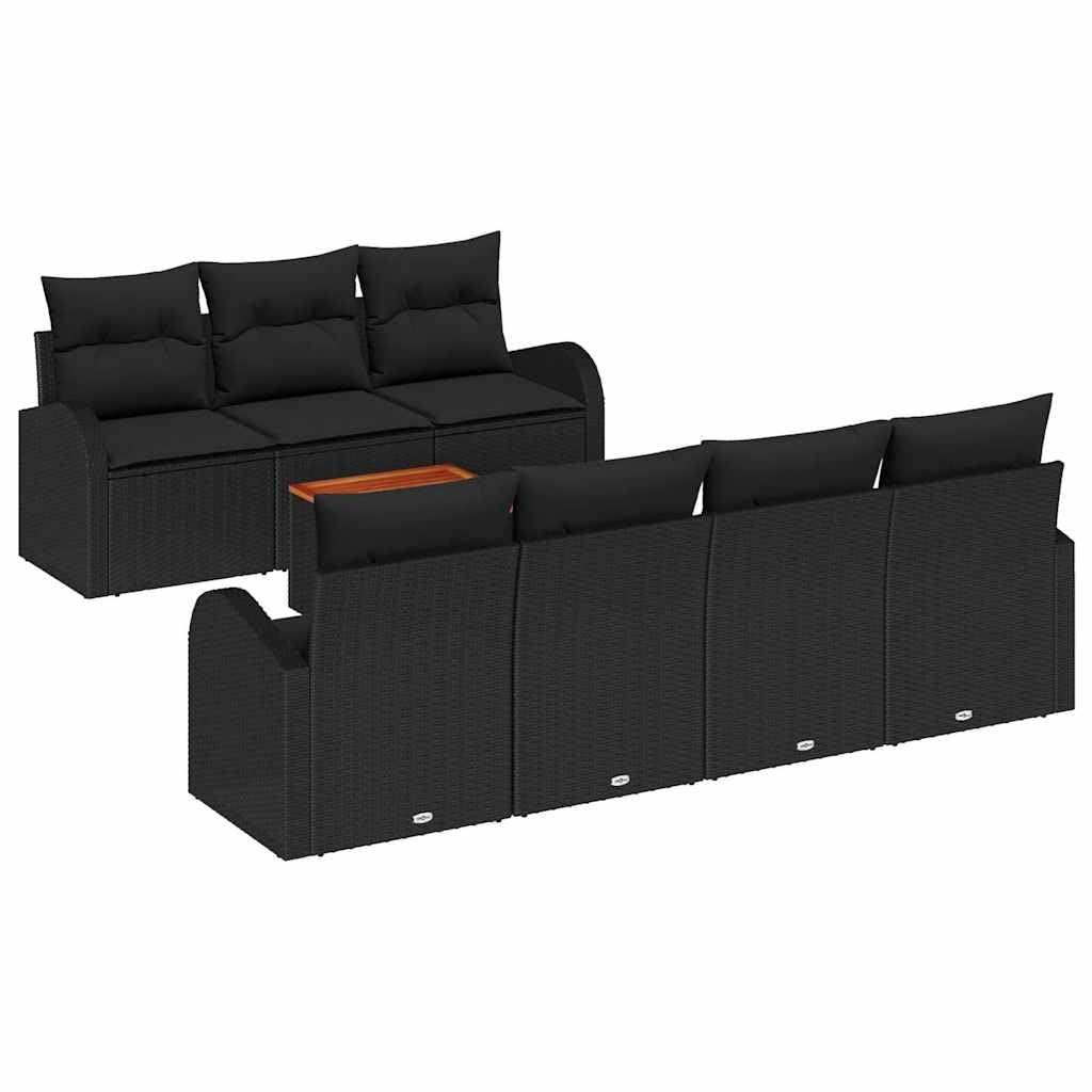 Modułowy polirattan z przechowywaniem na taras 8 Czarne 234x62x69 cm