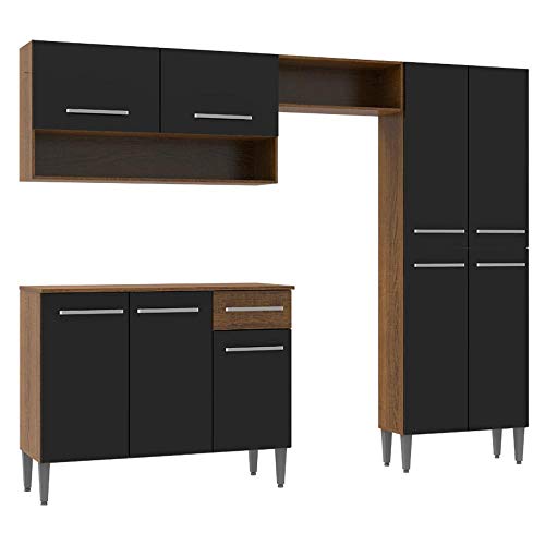 Cozinha Compacta Madesa Emilly Pop Com Armário e Balcão - Rustic/preto