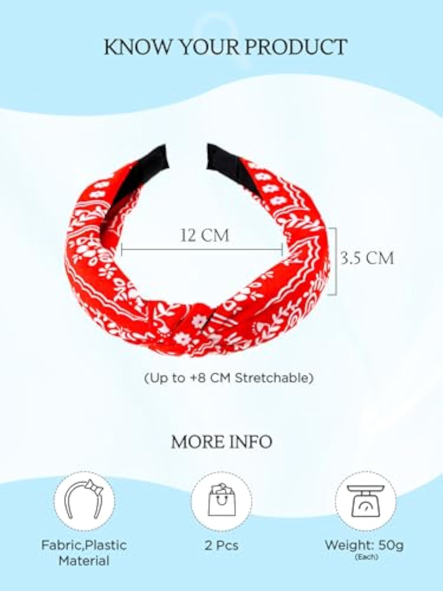 2 Pcs Knot Fabric Headband Set, Stylish Design