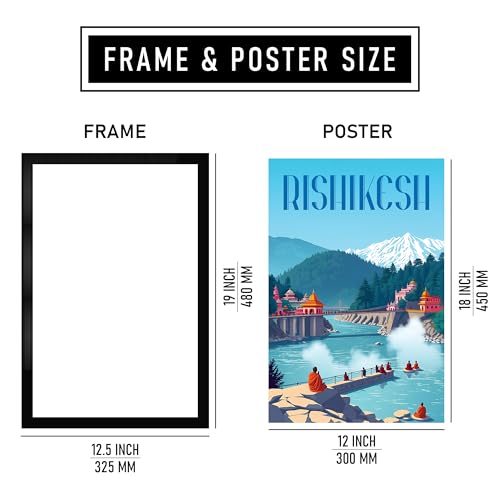 Image of CodersParadise Framed Wall Poster (12x18 Inch) | Inspirational Quote Wall Art | Minimalist Motivational Home Decor for Living Room & Office | Ready-to-Hang Display Frame (Rishikesh)