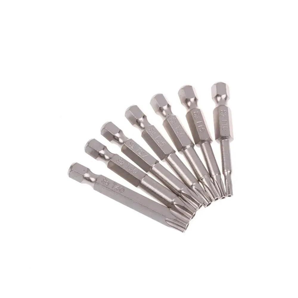 Ruxyoie 7Pcs 5 Point Screwdriver Bits S2 Steel Magnetic 1/4'' Hex Shank