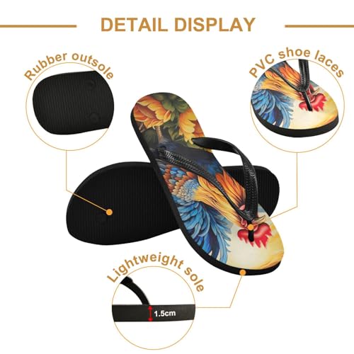 Flower Sunflower Rooster Flip Flop Beach Summer Casual Sandal for Women & Men Shower Shoes 208567402
