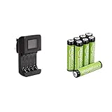 Amazon Basics Intelligent Digital Battery Charger for 4 AA, AAA & AAA Rechargeable Batteries, Pre-charged - Pack of 8 (Appearance may vary) - Image 1