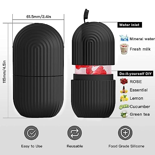 Image of Blocain Facial Ice Roller for Face & Eyes - Reusable Silicone Ice Mold for De-Puffing, Contouring & Pore Tightening - DIY Ice Therapy for Skin Radiance & Pain Relief - Black (1 Pc)