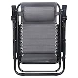 Straame Garden | Zero Gravity Chair | Set of 2 | Heavy Duty Textoline | Outdoor & Garden Sunloungers | Reclining & Folding Chair with Cup Holder and Headrest Pillow(Grey, Set of 2 Classic Chair) - Image 7