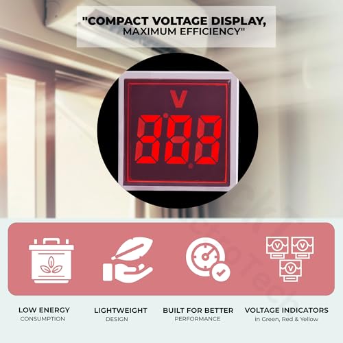 Image of Blackt Electrotech (BT71RYB): 3pcs Digital Display AC Voltage Indicator, 22mm Square Head LED Voltmeter (Green, Red, Yellow) AC 50-500V
