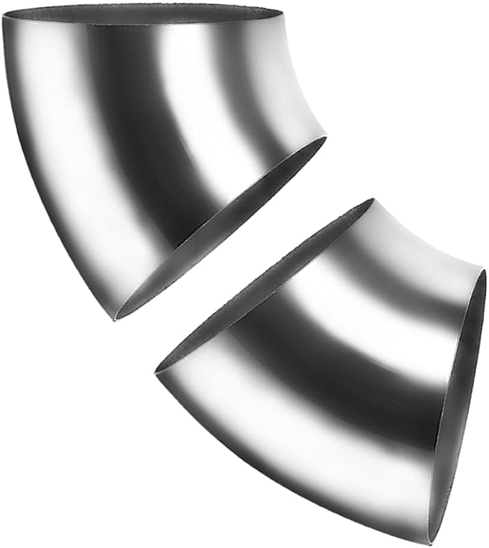 Curva de escapamento em aço inoxidável SS304 AIMCOCO 45° com diâmetro externo de 8,89 cm – Kit com 2 unidades