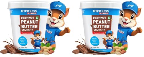 Image of MYFITNESS Peanut Butter Junior Chocolate Spread Crunchy 510g | Specially Made for Kids & Teens | Rich in Calcium, Iron, Vitamins & Minerals | Healthier Choco Spread for Breakfast, Snacks & Lunch Box
