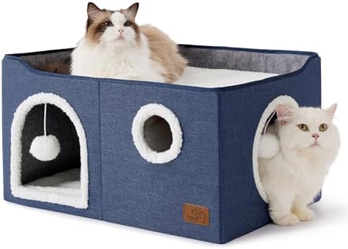 Bedsure Large Cat Beds for Indoor Cats - Extra Wide Cat Cube Hous...