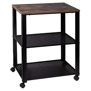 WOLTU RW032dc Keukentrolley Serveerwagen Metalen en MDF keukenplank, retro-stijl keukentrolley met wielen, 60x40x76cm