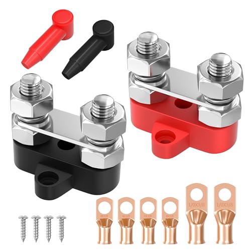 Joinfworld Bus Bar 12V 250A Power Distribution Block Dual 3/8