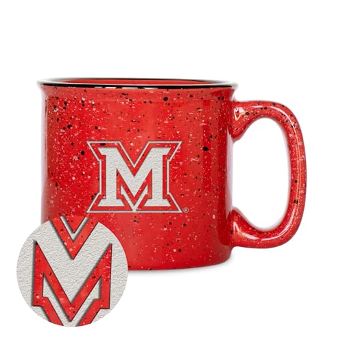 Rico Industries NCAA Miami of Ohio Redhawks Speckle 12oz Laser Engraved Campfire Mug