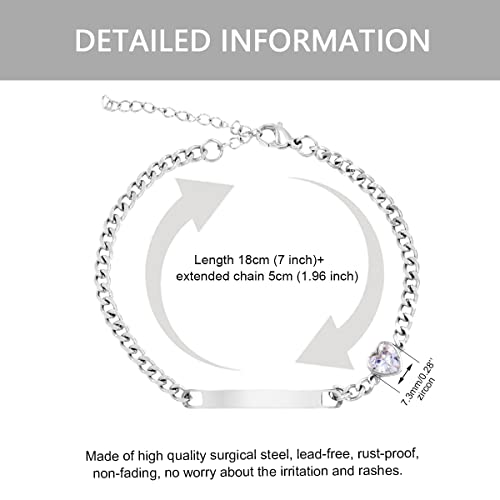 Stainless Steel Personalized Engraved Christian Mustard Seed Charm Faith Bracelets With Cubic Zirconia, Faith Religious Jewelry Jesus Gift For Women (Y3789-C102-Seed-White-Heart) #TOP3