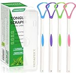 Tongue Scraper Cleaner 100% BPA Free Tongue Scrapers with Travel Handy Case for Adults, Kids, Healthy Oral Care, Easy to Use, Help Fight Bad Breath (4 PACK)