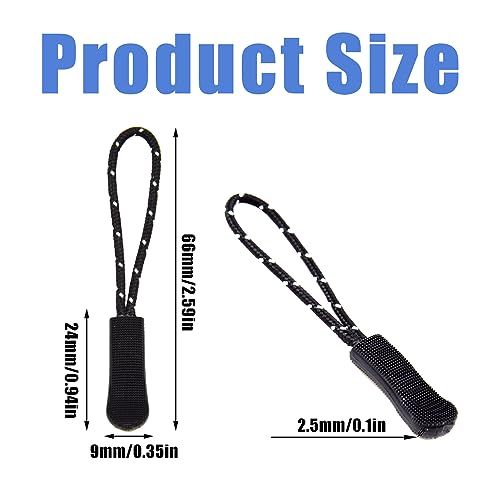 Ruidee 50 Pieces Zipper Pulls Zipper Tabs Zipper Pull Cord Extender Replacement Zipper Pulls for Backpacks, Jackets, Luggage, Purses, Handbags(Black White Dot)