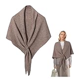 AOMEXAGA Knitted Shawl Wrap for Women Soft Warm Triangle Winter Scarf Cape Poncho Open Front Cozy Pashmina Fall Fashion 2026 (Solid Khaki)