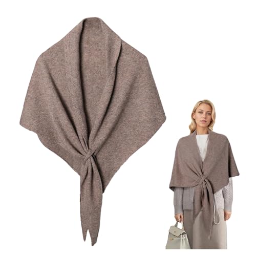 AOMEXAGA Knitted Shawl Wrap for Women Soft Warm Triangle Winter Scarf Cape Poncho Open Front Cozy Pashmina Fall Fashion 2026 (Solid Khaki)