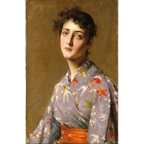 Impression sur toile de qualité supérieure Fille en costume japonais Chase