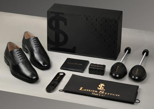 Image of LOUIS STITCH Men's Italian Crust Leather Derby Shoes| Formal Lace-Up Shoes for Men | Perfect for Business, Formal & Parties | LSVX-EUPLDY