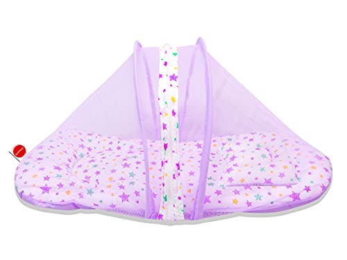 Image of VParents Joy Purple Cotton Combo: Nursing Support, Mosquito Net Attached Bed and Carrying Nest