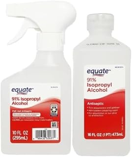 New Equate 91% Isopropyl Alcohol | Antiseptic & Cleaning Solution 10 Fl Oz Spray and 16 Fl Oz Bottles Bundle