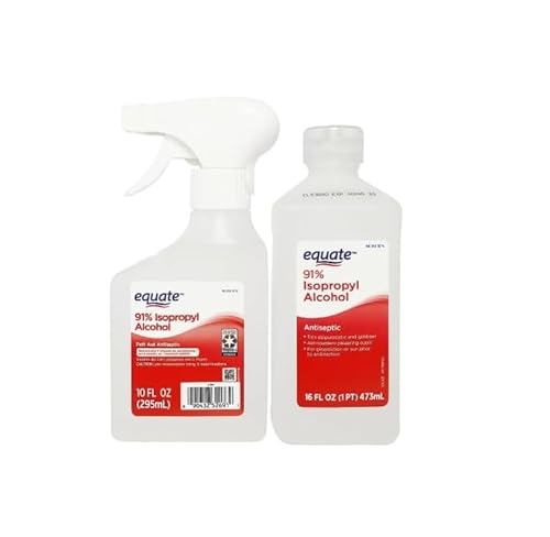 New Equate 91% Isopropyl Alcohol | Antiseptic & Cleaning Solution 10 Fl Oz Spray and 16 Fl Oz Bottles Bundle