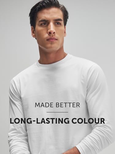Image of XYXX Men's Solid Cotton T-Shirt | Round Neck Tshirt | Full Sleeves | Solid-Regular Fit Tshirt for Men