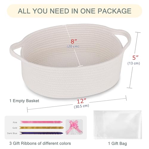 image for COMSE Small Woven Basket with Gift Bags and Ribbons, Gift Basket Empty