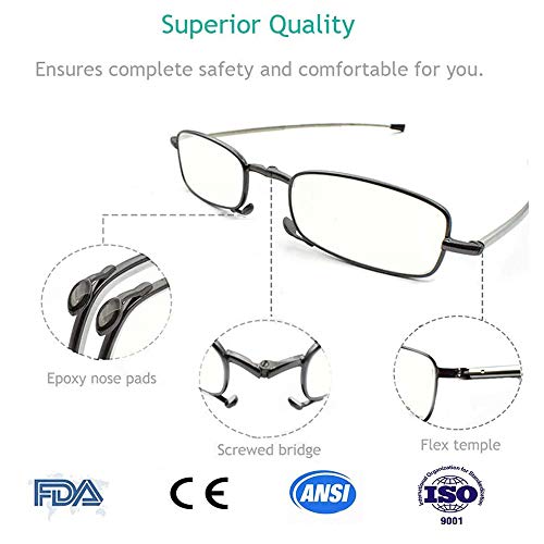 Sevenplus 2 Pack Reading Glasses Blue Light Blocking, Anti Uv Glare, Foldable Computer Spring Hinge Readers For Women Man 1.75X #TOP4