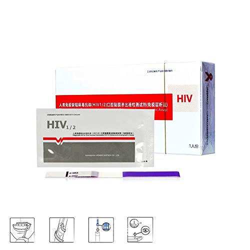 DZWJ Kit di Test per anticorpi per Il Virus dell'immunodeficienza Umana indolore rapido Saliva Striscia reattiva (AIDS),2PCS