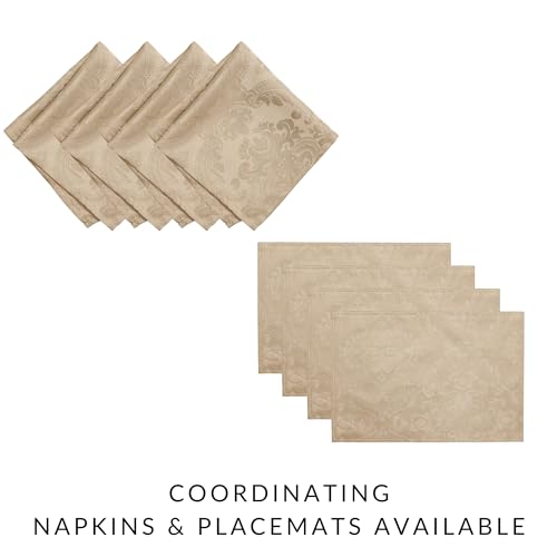 Elrene Home Fashions Caiden Elegance Damask Waterproof, Stain & Wrinkle Resistant Fabric Tablecloth, 90" Round, Taupe by Elrene - Image 4