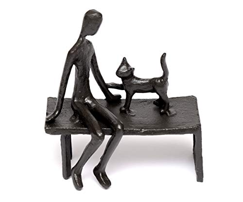 Brillibrum Design Decorative Figure with Cat Expressive Sculpture Cast Iron Figurine Small Animal Friend Figurine Gift Cat Friend 11.5 x 10.5 x 5.5 cm (Figure 1)