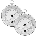 Termómetro analógico para interior y exterior, 2 unidades, higrómetro para casas, 10 cm, alta precisión de medición, higrómetro de invernadero con anillo para colgar para casas, jardines, coches