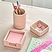 KIBAGA Modern Aesthetic Desk Accessories Set of 3 - Stylish Pink Concrete Organizers for Pens & Office Supplies - A Cute and Functional Addition to Your Workspace Decor