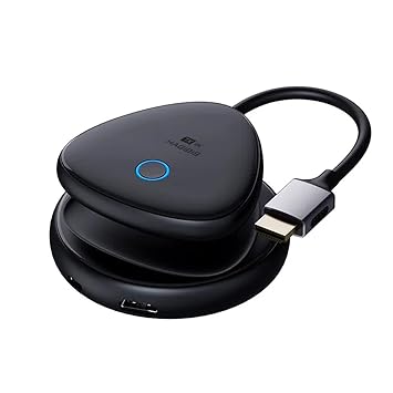 Concept Kart HAGiBiS Wireless HD Display Transmitter and Reciever, HDMI+ VGA Dual Screen Output | 10M Wireless & 50M Wired Transmission | 5G Low Latency | One Key to Switch | Plug & Play