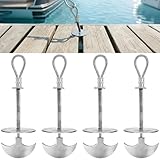 Chonway 4PCS Trailer Deck Dock Anchors Between Boards - 304 Stainless Steel Quick Tie Down Anchors Deck Anchor Pegs Easy to Move for Boards & Outdoor Camping Canopy Tent Anchors