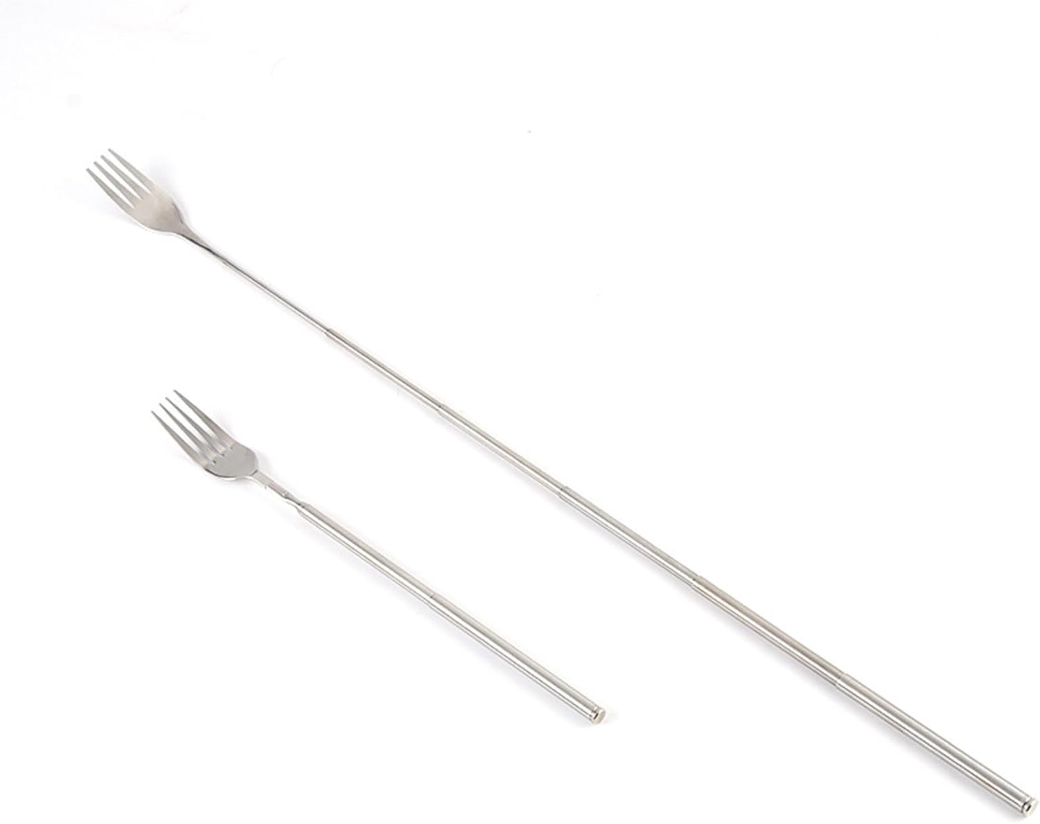 23cm-63cm Extendable Fork, Long Handle Extending Funny Stainless Steel Tablewar, Extended Dinner Fork, Extension Fork for Fruit