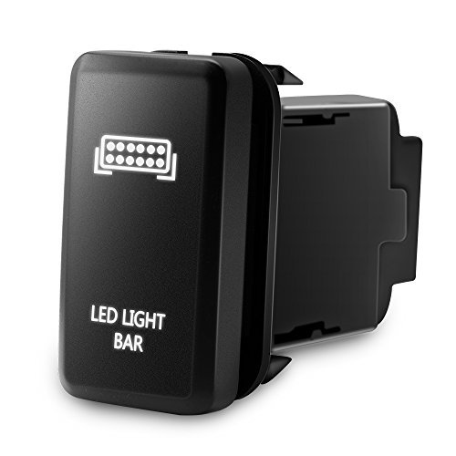 MICTUNING Backlit Led Light Bar Symbol Push Button with Wiring Kit On-off Switch Replacement for Toyota (White, Surface Size 1.54 x 0.83 inches) - M0810-T-LLBW